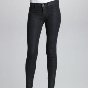 J Brand - Super Skinny 901 Black "Coat Steal" Coated Jeans/Leggings Size 24